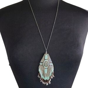 Cocobelle Bohemian Beaded Necklace with Fringe Western Coastal Cowgirl
